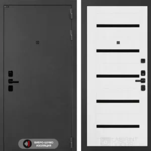 Входная дверь ACUSTICLAB 01 - Белое дерево, стекло черное