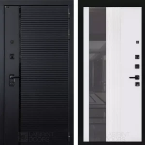 Входная дверь PIANO с Зеркалом 32 тонированным - Белый рельеф софт