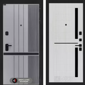 Входная дверь SKYLAB 02 - Сандал белый, стекло черное