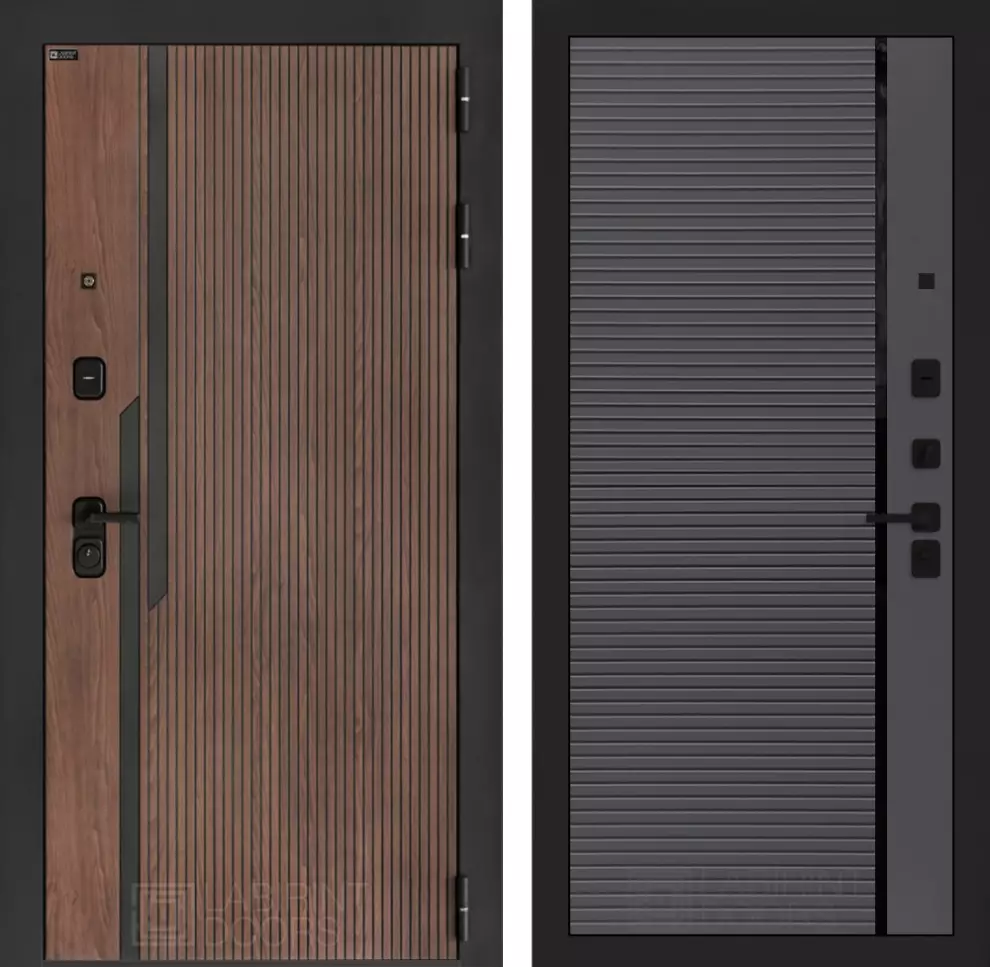 Входная дверь KARMINA 22 - Графит софт, черная вставка