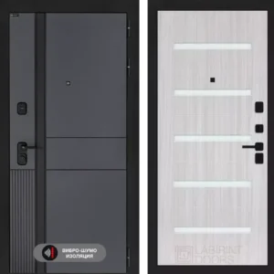 Входная дверь EVOLAB 01 - Сандал белый, стекло белое
