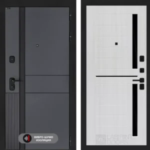 Входная дверь EVOLAB 02 - Сандал белый, стекло черное