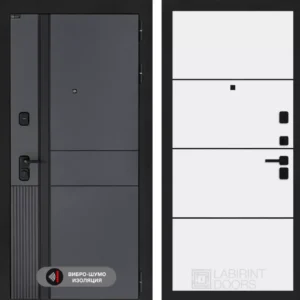 Входная дверь EVOLAB 25 - Белый софт, черный молдинг