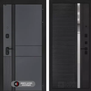 Входная дверь EVOLAB 31 - Черный кварц, зеркальная вставка с тонировкой