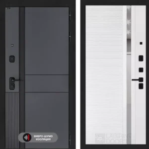 Входная дверь EVOLAB 31 - Белый софт, зеркальная вставка с тонировкой